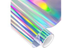 VINYL FROG Holographic Chrome Craft Adhesive Vinyl Roll Holographic Spectrum Silver Rainbow Vinyl 30.5x155cm with Cameo and Cutters for Decoration