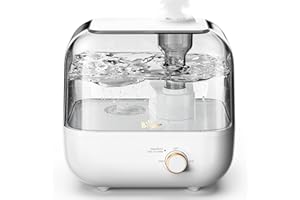 BEAR 5L Top-Füllung Luftbefeuchter,360° Dehbarer Dampfdüse,28dB Ultraleise für Babys und Pflanzen, 35 Stunden Laufzeit, Mit Aromatherapie-Tablett, Automatischer Abschaltung, White