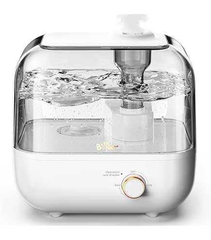 Bear 5L Top Fill luchtbevochtiger voor slaapkamer, 35 uur looptijd, met aromatherapie lade, ultrastil, 360° uitbreidbaar stoommondstuk, automatische