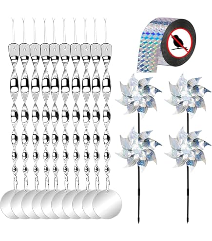 12 Spirales Réfléchissantes Anti-oiseaux 30 Cm - Répulsif à Oiseaux 360°, Pour Jardin, Balcon, Fenêtres