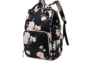 FANDARE Nappy Backpacks Baby Changing Bag Fashion Diaper Bag with USB Charging Port Earphone Jack Travel Daypack Large Multi-Function Rucksack for Mom Durable Nylon