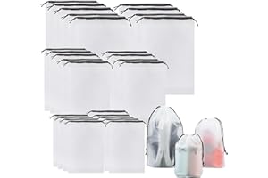 Dantolo 27 PezziBorsa Porta Scarpe da Viaggio, Sacchetti Portascarpe,3 Taglia Borsa Scarpe da Viaggio Impermeabile, Sacchetti per Scarpe Antipolvere con Coulisse, Sacca da Viaggio per Riporre Scarpe