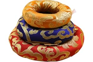 WESIEVYA Set Di 3 Cuscini Supporto Per Campane Tibetane - Cuscino Buddista in Seta Di Broccato - Accessori Per Yoga e Meditazione Adatti Per Campane Di 8cm 10cm 12cm Cuscini Per