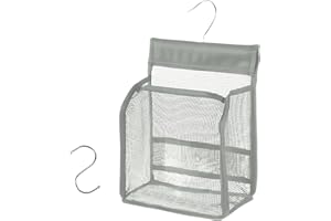 QIMMU Wäscheklammerbeutel,Klammerbeutel für wäscheklammern,Wäscheklammern korb,Mesh Shower Caddy,Wiederverwendbarer Wäscheklammerbeutel,Einfacher Aufhängehaken zur Aufbewahrung (Grau)
