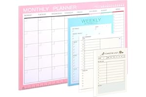 GLAITC Daily Weekly Monthly Planner,218 Pcs Tear Off Note-Pad Undated Daily to Do List Notepad Memo Checklist Notebook Organiser for Priorities, Tasks, Goals, Notes, Exercise, Meals,Reminders(Random Styles)