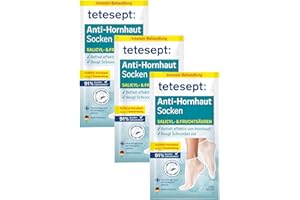 ‎TETESEPT tetesept Anti-Hornhaut Socken mit Salicyl- & Fruchtsäuren - 3 Paar One Size - Befreit effektiv von Hornhaut mit 1 Anwendung - Hornhautentferner beugt Schrunden vor