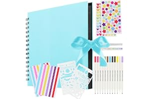 Album fotograficzny do samodzielnego ozdobienia – album fotograficzny "zrób to sam", czarny, z 80 stronami, idealny jako prezent urodzinowy, pożegnalny i prezent jubileuszowy (jasnoniebieski)