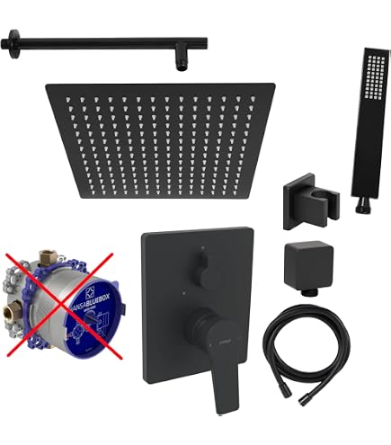 Vanvilla Dusch-Set Mit Hansgrohe Thermostat – Unterputz Armatur, Regendusche 30x30 Cm & Handbrause