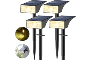 WENATY 4 Pack Solar Spot Lights Outdoor Garden Solar Landscape Spotlights IP65 Waterproof Auto ON/Off Dusk Till Dawn 3 Modes 3000K Warm White