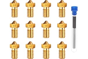 BFUZXY Lot de 18 buses en laiton pour imprimante 3D AnkerMake, Anycubic Kobra, Ender 3, E3D V5/V6 avec aiguille de nettoyage, nettoyeur de buse et accessoires pour impressions de précision (0,2/0,4/0,6 mm)