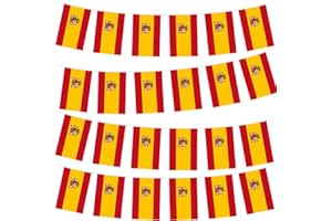 YAAVAAW 10m Guirlande de Drapeau Espagne avec 30 Double Face Drapeaux Mat Polyester, Personnalisable,pour Oktoberfest Compétitions Européennes de Football,Décoratifs d'extérieur Espagne