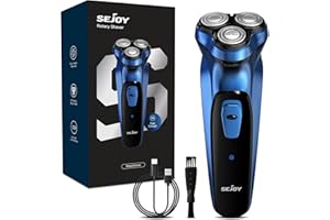 Sejoy Electric Razor for Men,Electric Shavers for Men,Face Shaver, Cordless Washable Rechargeable Shaving Machines,Pop Up Trimmer for Travel Home, LED Display,Fast Charging,Azur