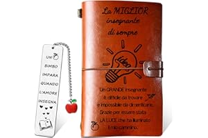 LOHENYOR Regalo Maestre Fine Anno - Taccuino in Pelle con Segnalibri - Idee Regalo per Insegnanti - Dono di Ringraziamento - Grazie Maestra - Kit Completo per Scuola