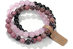 WEIZAIJY Edelstein Perlen Armband für Frauen, 8mm Kristall Heilsteine Armband, Naturstein Schmuck Elastisch Armbänder Damen, Chakra Spirituelle Charms Armbänder Geschenke
