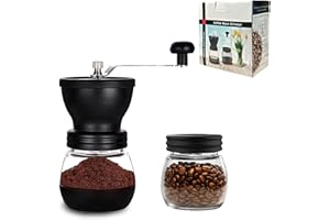 WJUAN Moulin a Cafe, Coffee Grinder avec Poignée, avec Coussinet en Silicone Antidérapant et pot de Stockage, Moulin a Cafe Manuel, Adapté pour Moudre Grains de Café, Graines de Soja et Céréales