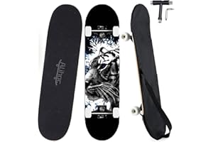 ALIHOC Monopatín estándar de 31 Pulgadas, Superficie de Tablero de Arce de 7 Capas, Apto para niños, Adolescentes, Adultos, Principiantes y Profesionales, con una Carga máxima de 150 kg