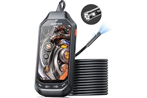 DEPSTECH Telecamera Endoscopio Doppia Lente 1080P HD Endoscopica Cavo Semirigido 5m Telecamere Ispezione Schermo IPS 4.5" con 7,9mm Impermeabile Prode, 7 LED, Batteria 3500mAh, Scheda 32 GB, Borsa EVA