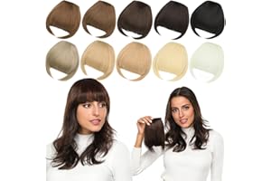 Yamel Bangs Hair Clip in Bangs Hair Extensions Dark Blonde Synthetic Flat Bang with Temples Front Face Fringe Bangs Hair Pieces for Women