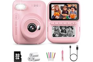 LETSHAHA Appareil Photo Enfant Instantanée,3,0 Pouces 1080P Appareil Photo Numérique Enfant avec Papier d'impression & Carte TF 32G, Stylo 5 Couleurs,Cadeau pour Filles Garçons de 3-10 Ans