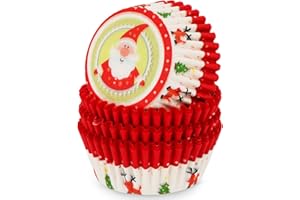 MoNiRo Pirottini di carta per muffin – Stampo per cupcake in carta con motivo natalizio – Stampo per muffin – Stampo per cupcake – Pirottini di carta – Pirottini per muffin – Pirottini da forno –