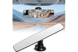 JOYTUTUS Espejo retrovisor para coche con ventosa, universal panorámico, espejo interior para coche, espejo retrovisor para examen de conducción, espejo retrovisor para coche SUV (250 x 60 mm)