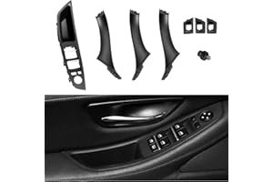 TTCR-II 7PCS Compatible avec Poignée Porte BMW Série 5 F10/F11 2010-2016, Commande vitre conducteur + Poignée passager + Cache commutateur pour Série 5 520 523 525 528 530 535-Schwarz