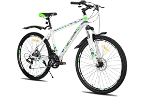 ROCKSHARK Hiland Mountainbike MTB 26/27,5 Zoll mit Aluminiumrahmen Scheibenbremse Speichenräder Jugendliche Fahrad Herr Damen Einteiliges Fahrradrad weiß/Schwarz