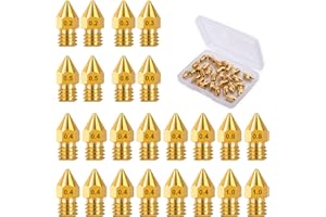 MEFINE LOT DE 24 BUSES POUR IMPRIMANTE 3D 0,4 MM, 0,2 MM, 0,3 MM, 0,5 MM, 0,6 MM, 0,8 MM, 1,0 MM AVEC BOITE DE RANGEMENT POUR IMPRIMANTE 3D