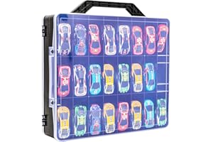 ZUIKAKU Mallette de rangement double face pour 48 Hot Wheels, voitures d'allumettes, mini jouets, petites poupées - Étui transparent portable avec 48 compartiments (noir)