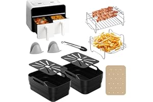 Ankway Ninja akcesoria do frytkownicy na gorące powietrze, 2024, AF500EU Dual Airfryer Accessories do Ninja Foodi FlexDrawer 10,4 l, 10 szt. 7 w 1, wydany AF500EU Liner & Racks