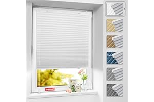 ‎BELLEMAX BelleMax Plissee Verdunklung ohne Bohren, Thermo Plisseerollo Klemmfix, Weiß 60x100cm (BxH), Verdunklungsplissee 100% lichtundurchlässig für Fenster, Blickdicht Sichtschutz Sonnenschutz