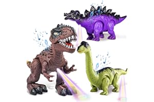 Doloowee Laufendes Dinosaurier-Spielzeug für Kinder von 3-5/5-7 Jahren, 3er-Pack elektrischer Dinosaurier-Roboter mit LED-Lichtern und Geräuschen, Dinosaurier-Spielzeug für Jungen und Mädchen