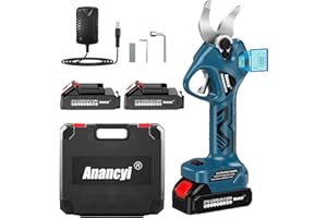 ANANCYI Cordless Electric Pruning Shears, 21V Brushless Motor, LCD Display, 35mm Cutting Diameter, 2 x 2.0A Batteries, Compatible for Makita BL Batteries, for Pruning Trees and Shrubs and Fruit Trees