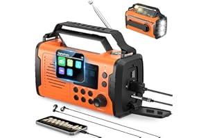 NEEMOSI Crank Radio DAB FM 20000 mAh, Emergency Radio DAB Plus Crank Solar, Solar Radio Emergency with Bluetooth & Alarm Clock, Emergency Radio with Mobile Phone Charger & Torch, SOS Compass Survival Radio