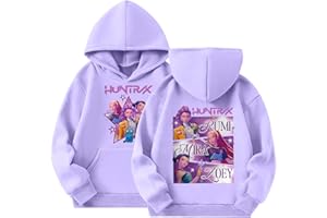 Générique Sweat à Capuche Fille Garçon Kpop D-Demon H-Hunters Imprimé Huntrix Huntr/X Sweats Enfants Mode Filles Mignon Manches Longues Hauts Décontracté Hoodie Confortable 2-14 Ans