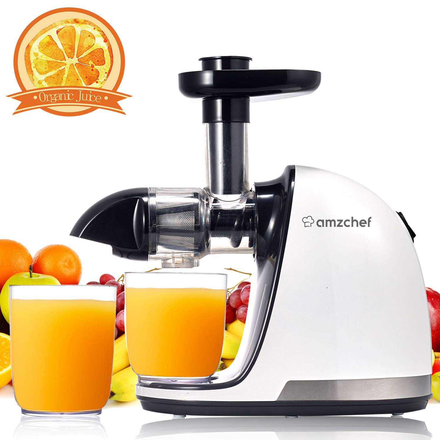 AMZCHEF Slow Juicer BPAfrei Entsafter Gemüse und Obst Profi Entsafter