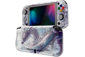 playvital Coque pour Switch Lite Cover Joycon,Accessoire Protection pour Nintendo Switch Lite avec Capuchon Joystick & Protecteur d'Écran Verre Trempé & ZealProtect Boutons-Dragon de Cristal
