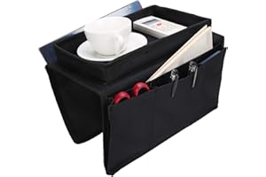 FYBIDA 4 Kieszenie Sofa Podłokietnik Organizator z Uchwytem na Kubek Taca Krzesło Ramię Uchwyt na Pilota do Fotela Kanapa Fotel Caddy Nocne Kieszenie do Przechowywania Torba na Telefon Komórkowy(Czarny)