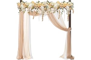 PlusFive Arche de Mariage en Bois 2.28M, Arche de Jardin, Arche de Mariage en Tulle, Décoration Intérieure, Pelouse de Jardin, Arche de Rose Plante Grimpante, Décoration Cadre Fond Tulle Mousseline