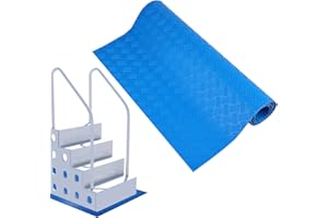 LUTER Tapis Échelle Piscine, 1,5 mm d'Épaisseur Tapis d'Échelle de Piscine Marchepied Antidérapant pour Piscine Hors Sol et Creusée (Bleu, 18 x 36 Pouces/ 45 x 91,5 cm)