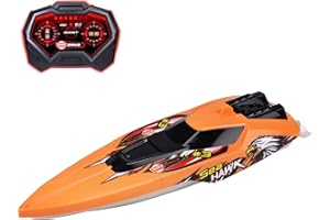 Dickie Toys - RC Boot Sea Hawk – zdalnie sterowana łódź do basenu lub jeziora z funkcją ochronną i Turbo-Boost, zabawka motorówka dla dzieci z pilotem zdalnego sterowania 2,4 GHz, 33 cm, maks. 4 km/h