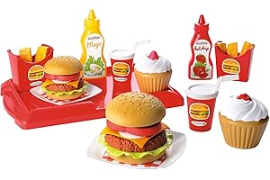 Jouets Ecoiffier – 2623 - Set Hamburger pour enfants – Imitations d'aliments – 32 pièces – Dès 18 mois – Fabriqué en France