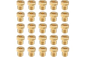 PYROCLASIA 25 Stück Vergaser Düsen M6 Vergaserdüsen Hauptdüsenset Satz Vergaser Düse（55-115） 55，58，60，62，65，68，70，72，75，78，80，82，85，88，90，92，95，98，100，102，105，108，110，112，115 Gasdüsen für Gasgrill für Roller