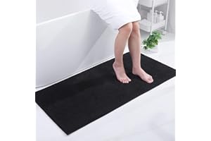 Homaxy Chenilowy, antypoślizgowy dywanik łazienkowy, nadaje się do prania, miękki, chłonny dywanik prysznicowy do łazienki, 60 x 120 cm, czarny