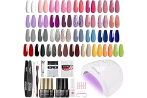 ROSALIND Kit Semipermanente Unghie, 33 Coloris Rosa Viola Grigio Blu Marrone Smalto Unghie con 48W UV LED Lampada , Kit Smalto Semipermanente Completo Regalo per Principianti