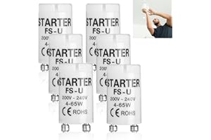 Rumgug 6 Piezas Cebadores Fluorescentes Universales 4-65W 200V-240V, Compatibles con Tubos Fluorescentes y LED, Solución Eficiente para Iluminación Interior, para Lámparas de Neón (Set A)