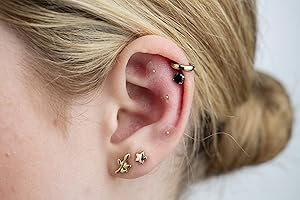 ACUPIPS 20 Gold Plated Acupressure Ear Seeds with Ear Map for Stress and Anxiety, Acupuncturist Designed by The UK's Original Ear Seed Company.
