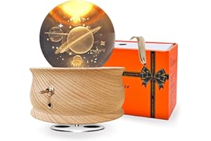 Wholede Carillon in Legno con Sfera di Cristallo Rotante a 360°, Funzione di Proiezione di Luce Calda, Musica Rilassante, Lampada a LED, Idea Regalo da Donna, per Il Compleanno e la Festa della Mamma