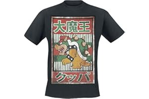 Super Mario Bowser - vintage męski T-shirt czarny, regularny