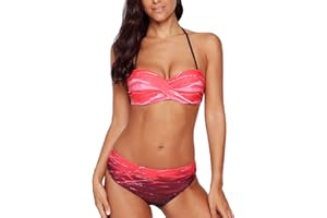 Tuopuda Costume da Bagno Donna Bandeau Bikini Set Push Up Imbottito Costumi Mare Due Pezzi Brasiliana Bikini Gradient Color Spiaggia Swimwear Sexy Top Triangolo Reggiseno con Slip Vita Bassa